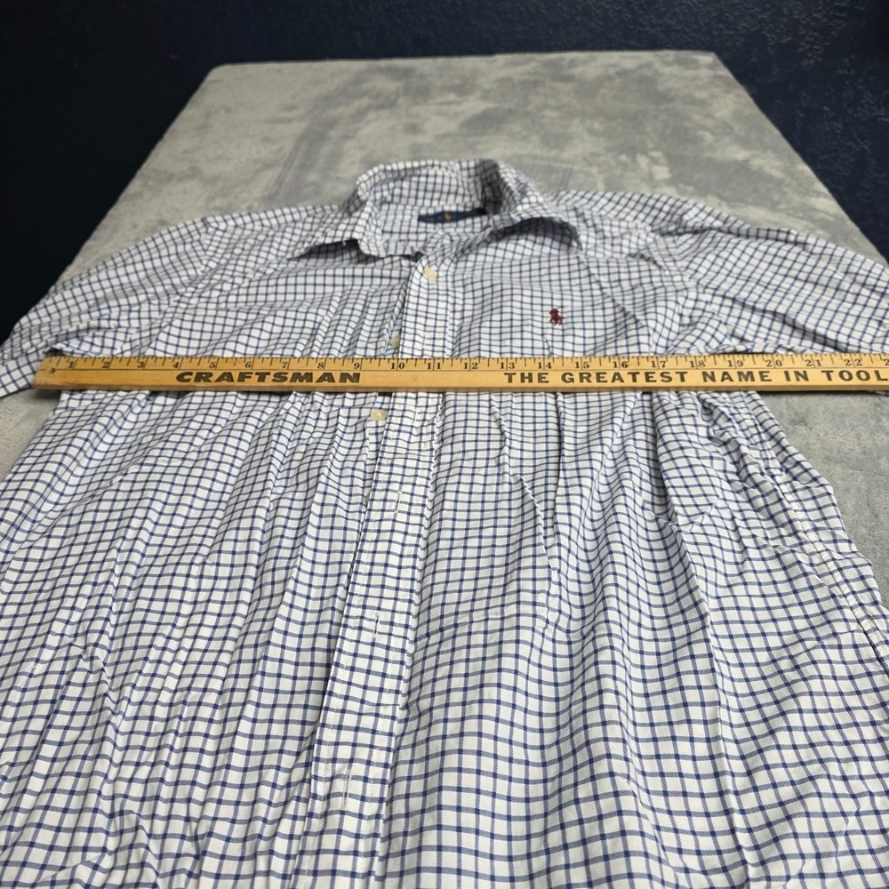 Ralph Lauren Mens Long Sleeve Button Down Shirt Blue White Check SZ M - Picture 4 of 6